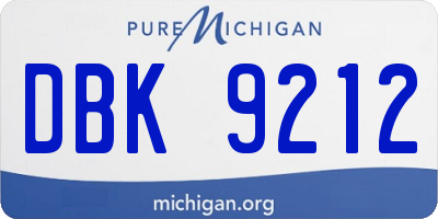 MI license plate DBK9212