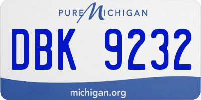MI license plate DBK9232