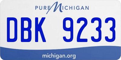 MI license plate DBK9233
