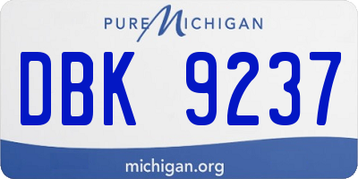 MI license plate DBK9237