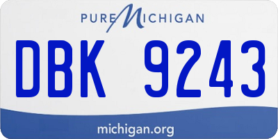 MI license plate DBK9243