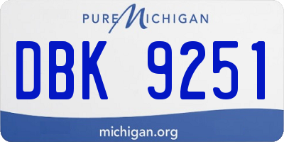 MI license plate DBK9251