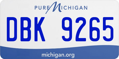 MI license plate DBK9265