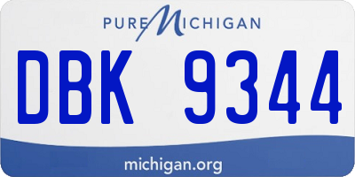 MI license plate DBK9344