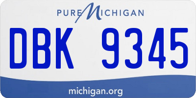 MI license plate DBK9345