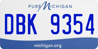 MI license plate DBK9354