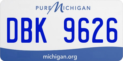 MI license plate DBK9626