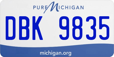 MI license plate DBK9835
