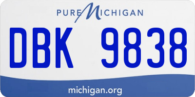 MI license plate DBK9838