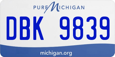 MI license plate DBK9839