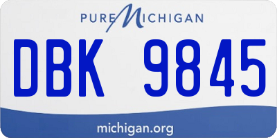 MI license plate DBK9845