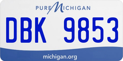 MI license plate DBK9853