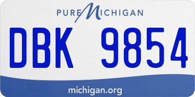 MI license plate DBK9854