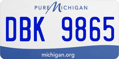 MI license plate DBK9865
