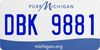 MI license plate DBK9881