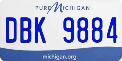 MI license plate DBK9884
