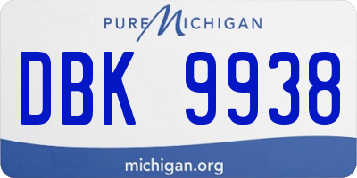 MI license plate DBK9938