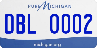MI license plate DBL0002
