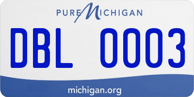 MI license plate DBL0003