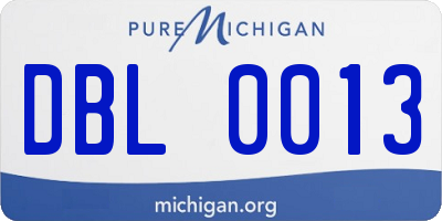 MI license plate DBL0013