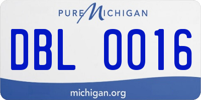 MI license plate DBL0016