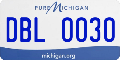 MI license plate DBL0030