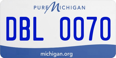 MI license plate DBL0070