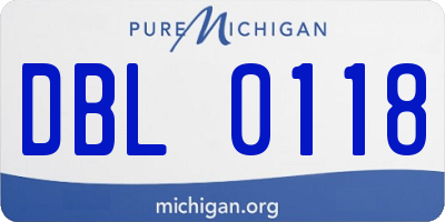 MI license plate DBL0118