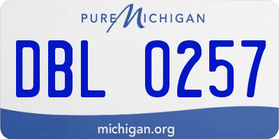 MI license plate DBL0257