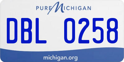 MI license plate DBL0258