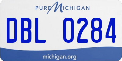 MI license plate DBL0284