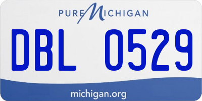 MI license plate DBL0529