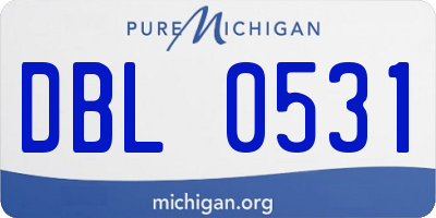 MI license plate DBL0531