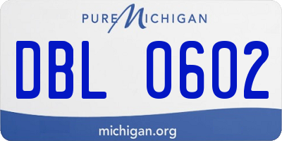 MI license plate DBL0602