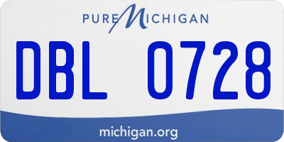 MI license plate DBL0728