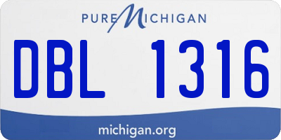 MI license plate DBL1316