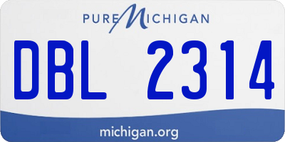 MI license plate DBL2314