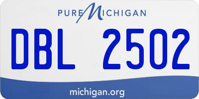 MI license plate DBL2502