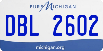 MI license plate DBL2602