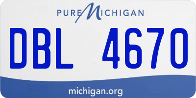 MI license plate DBL4670