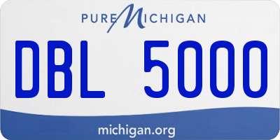 MI license plate DBL5000