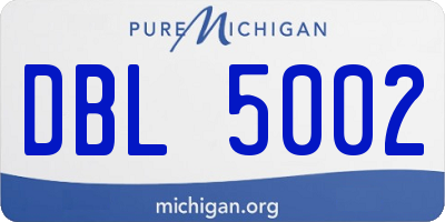 MI license plate DBL5002