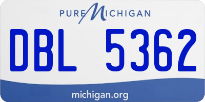 MI license plate DBL5362