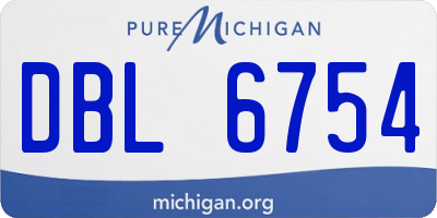 MI license plate DBL6754