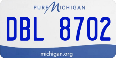 MI license plate DBL8702