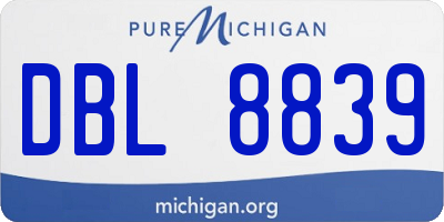 MI license plate DBL8839