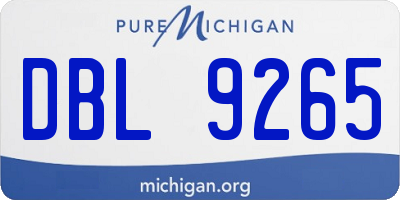 MI license plate DBL9265