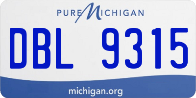 MI license plate DBL9315