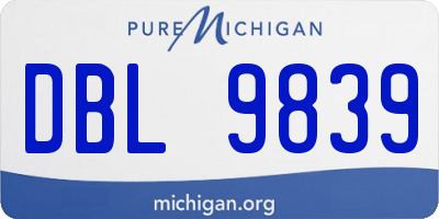 MI license plate DBL9839