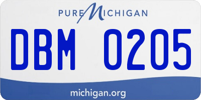 MI license plate DBM0205